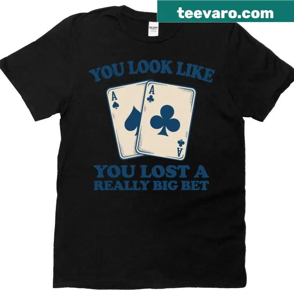 Funny poker player t-shirt with cartoon aces and casino graphics
