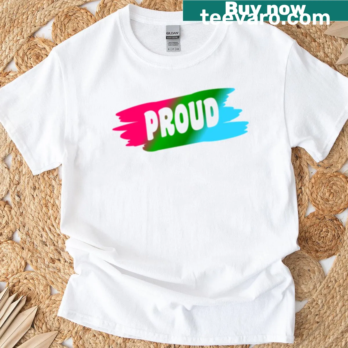 Pride flag polysexual graphic design T-shirt — on a men's t-shirt