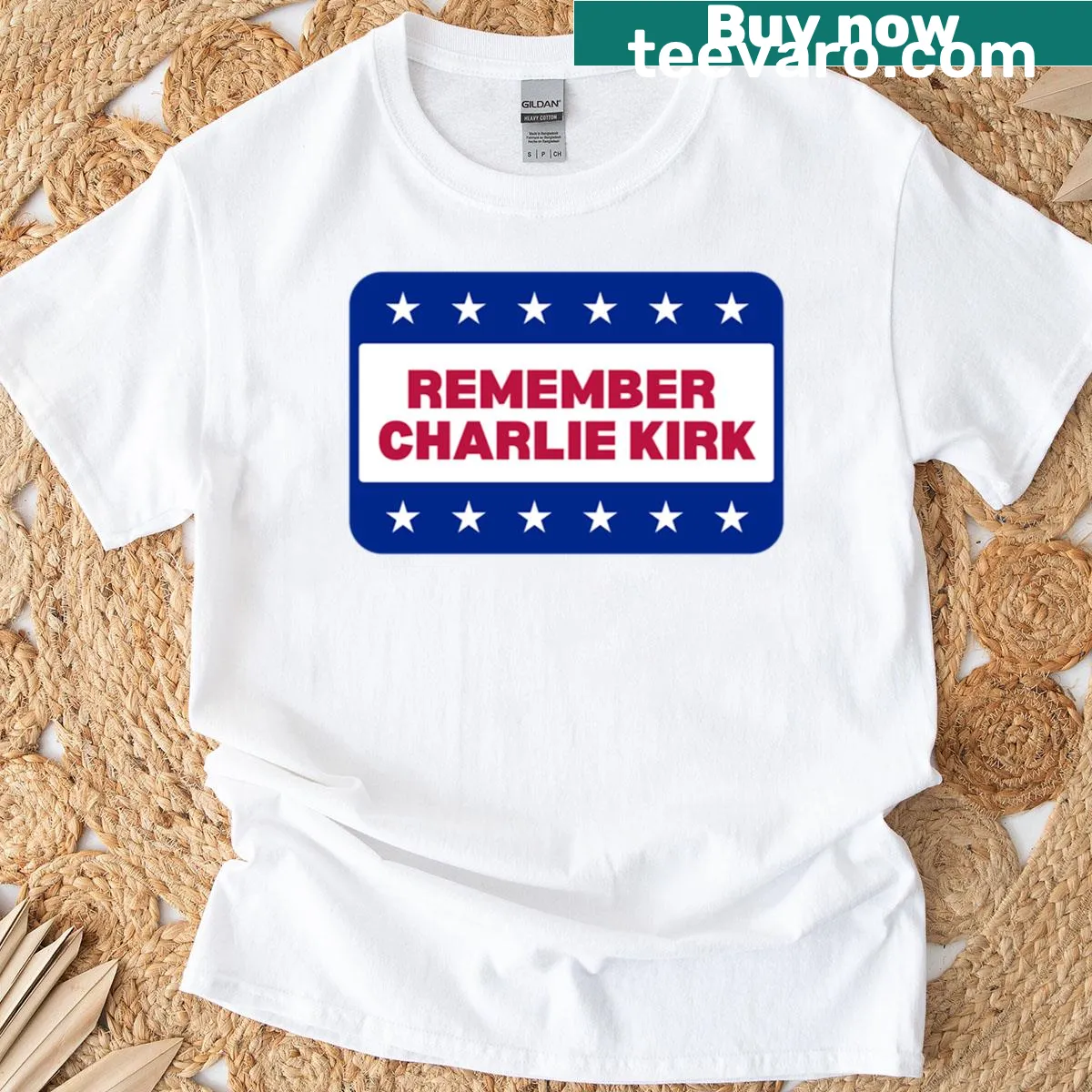 Memorial t-shirt with the phrase 'Remember Charlie Kirk' — on a men's t-shirt