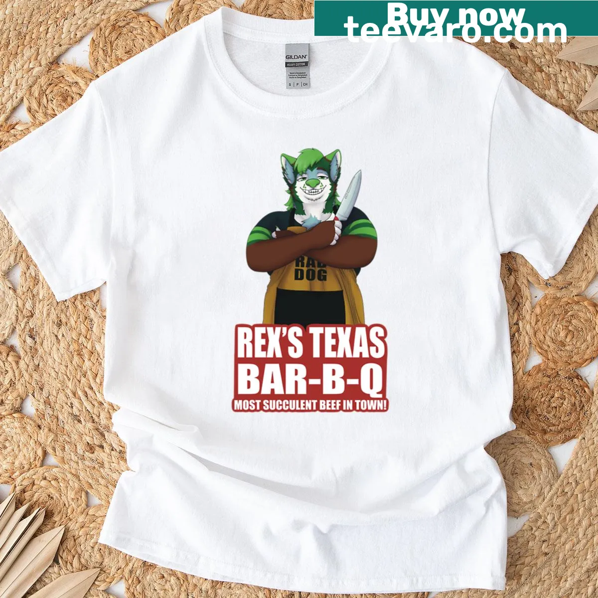 Texas BBQ themed tee with mouthwatering graphic design — on a men's t-shirt