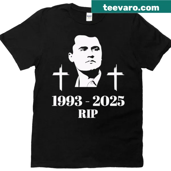 Memorial t-shirt with 'RIP Charlie Kirk 1993-2025' text