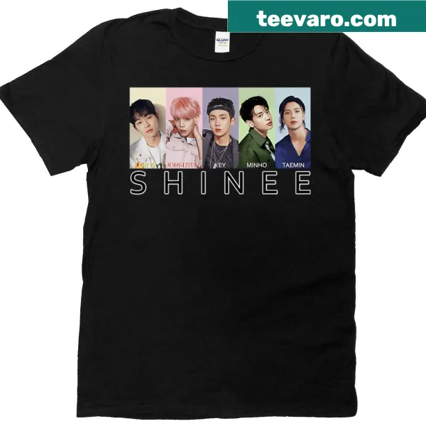 Shirt featuring a minimalist design celebrating the Shinee group