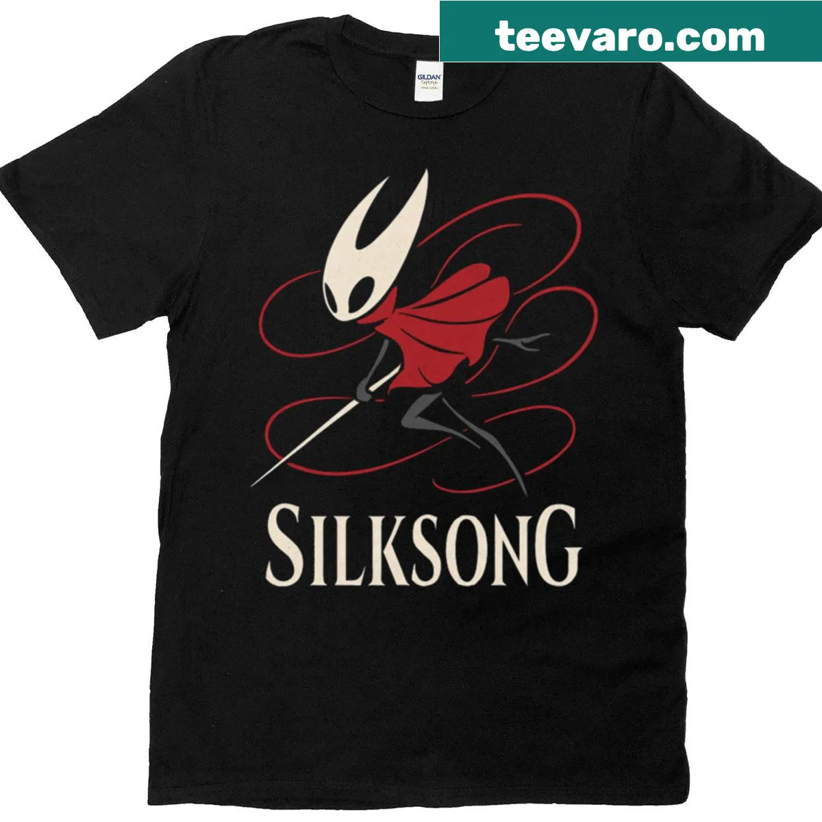 Hollow Knight character Hornet illustration on gaming tee — on a men's t-shirt