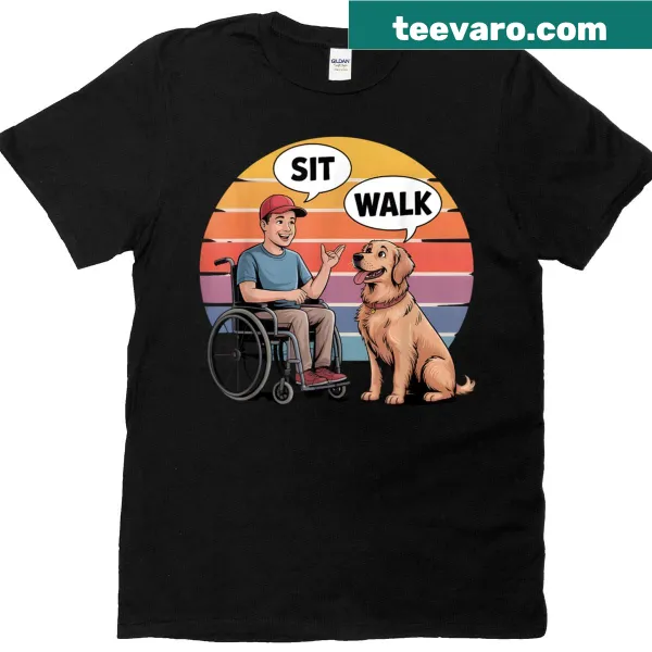 Humorous t-shirt with the text Sit and Walk for dog lovers