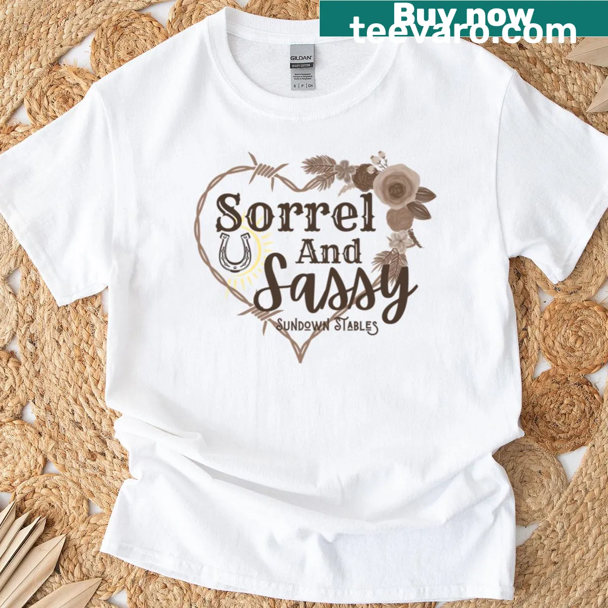 Hand-lettered funny t-shirt saying 'Sorrel And Sassy' — on a men's t-shirt