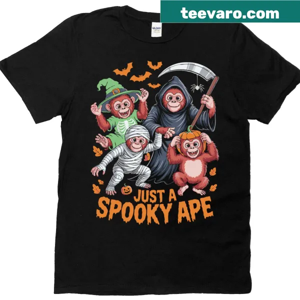 Cartoon orangutan Halloween graphic t-shirt