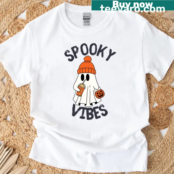 Spooky Vibes shirt with eerie illustrations