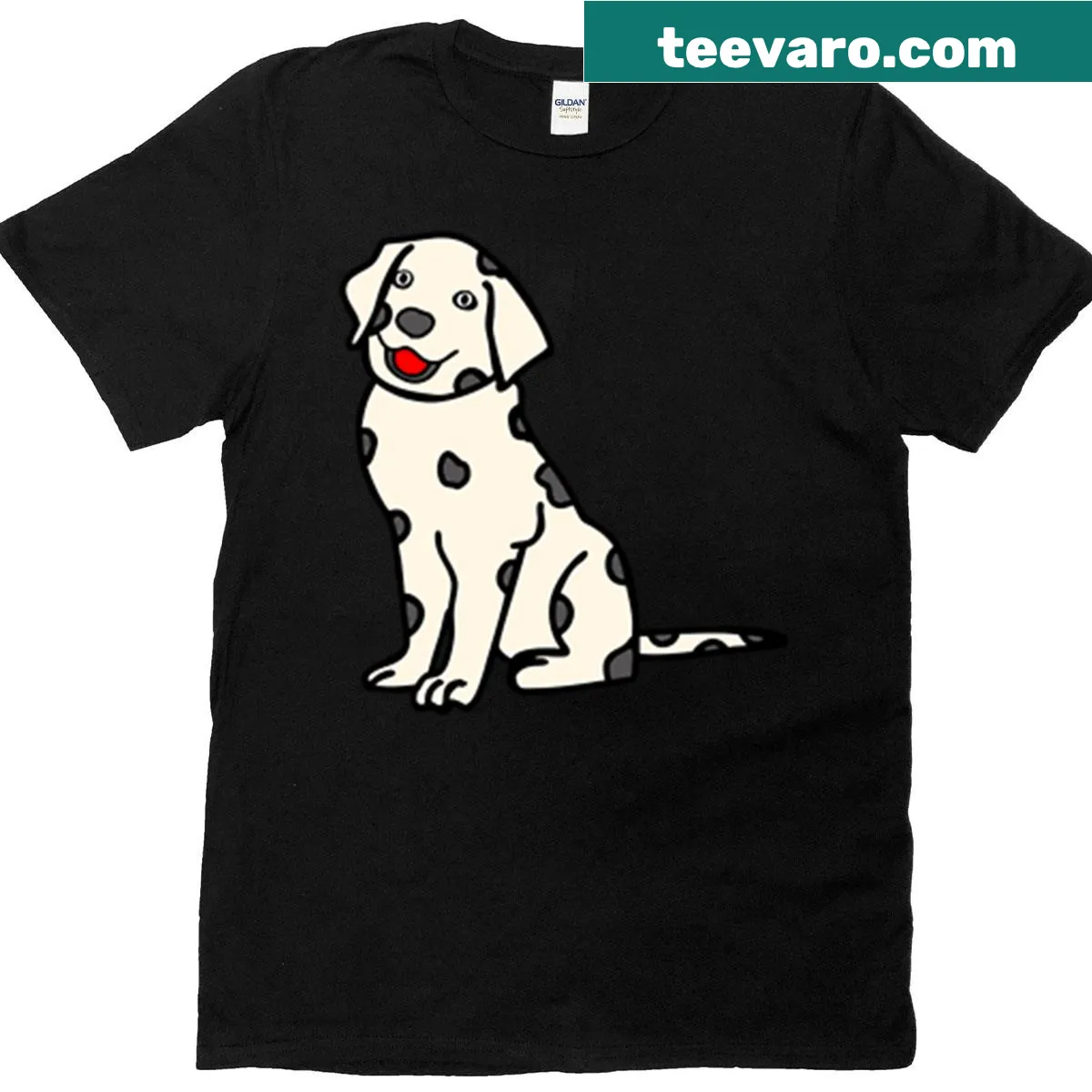 Happy Dalmatian illustration graphic t-shirt — on a men's t-shirt