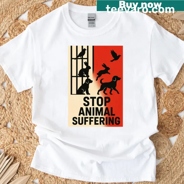 Animal rights graphic t-shirt with animal silhouettes and text