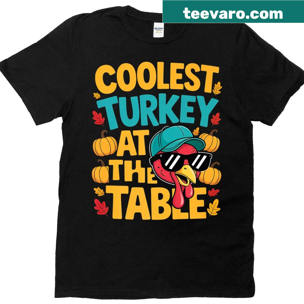 Kids Thanksgiving t-shirt featuring a funny turkey design — on a men's t-shirt