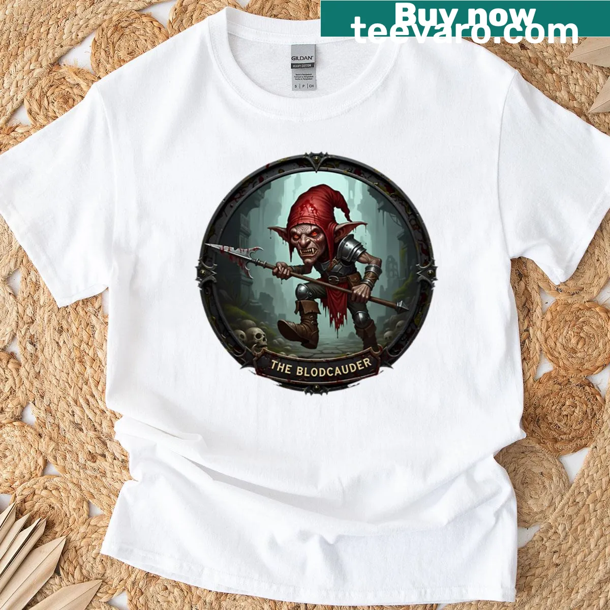 Intricate dark fantasy illustration on a t-shirt — on a men's t-shirt