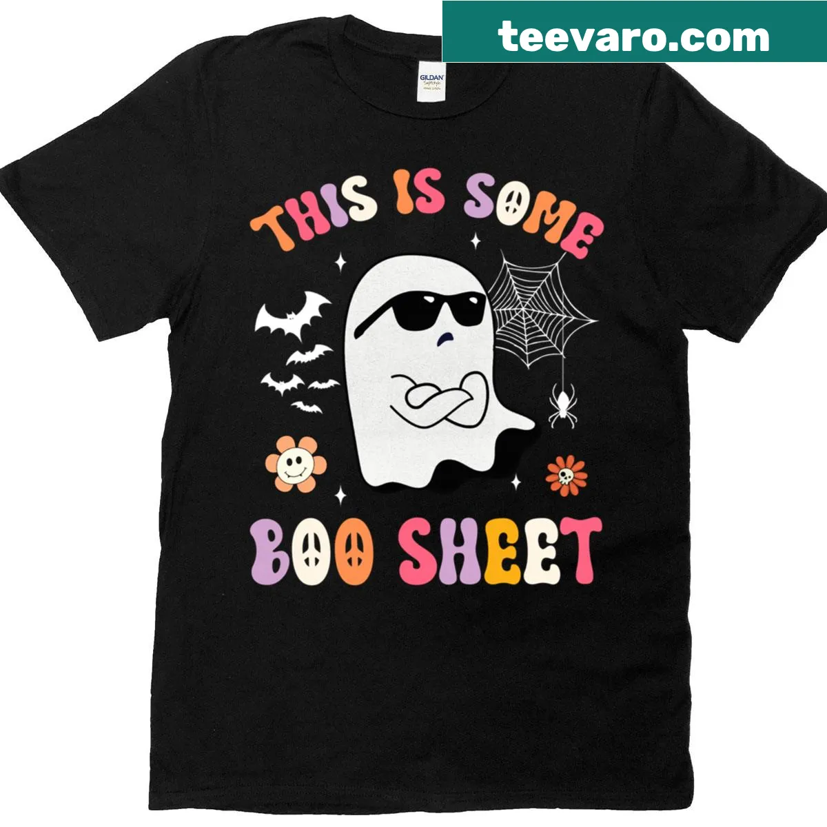 Humorous ghost graphic T-shirt for Halloween — on a men's t-shirt