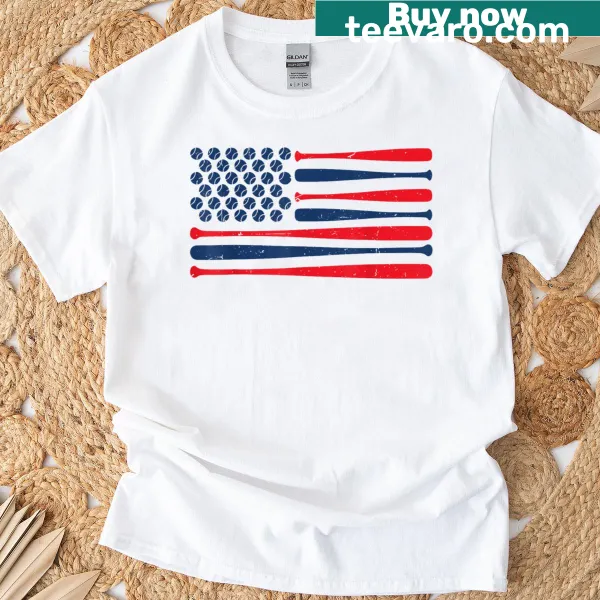 Toddler baseball player t-shirt with American flag design