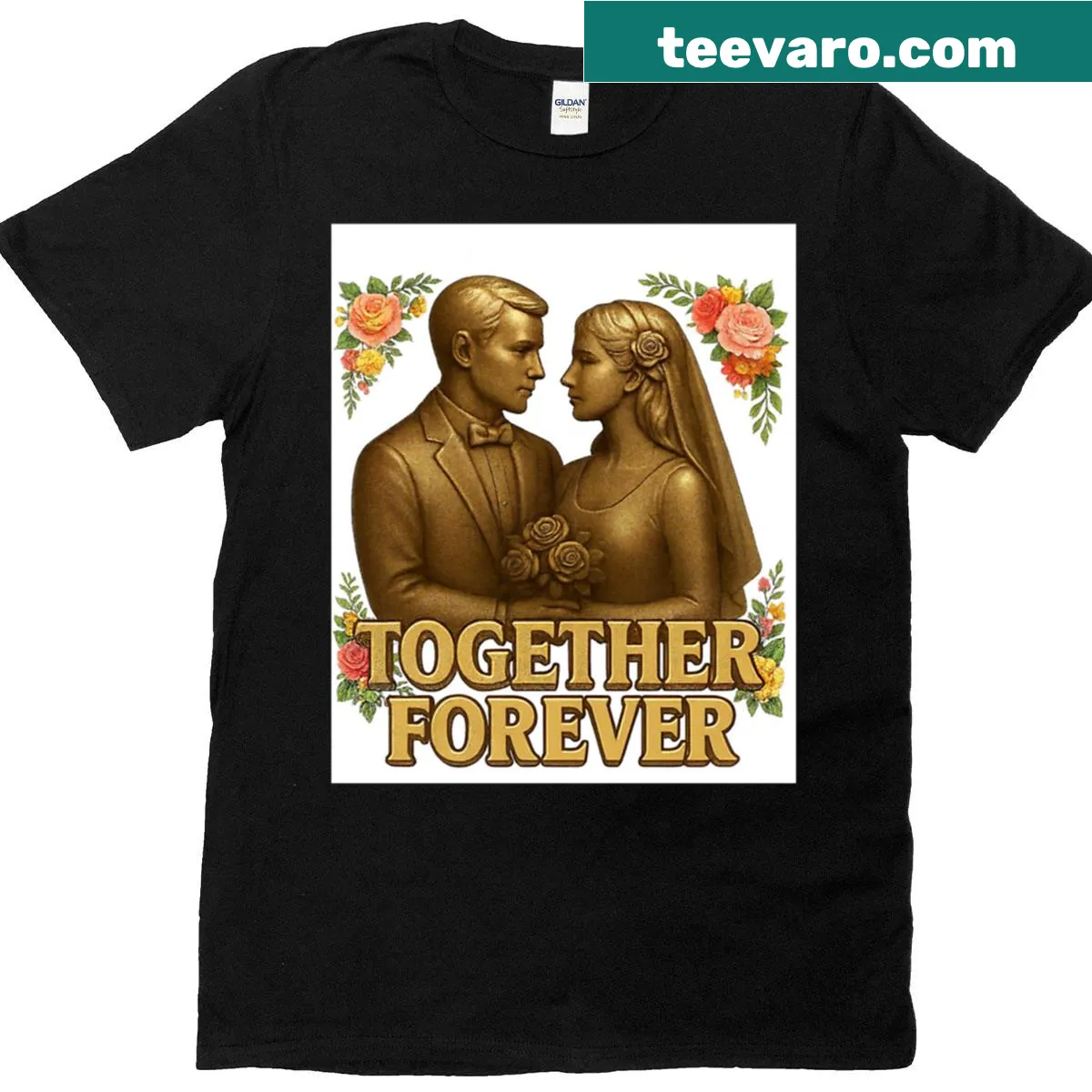 Romantic wedding couple design t-shirt for couples — on a men's t-shirt