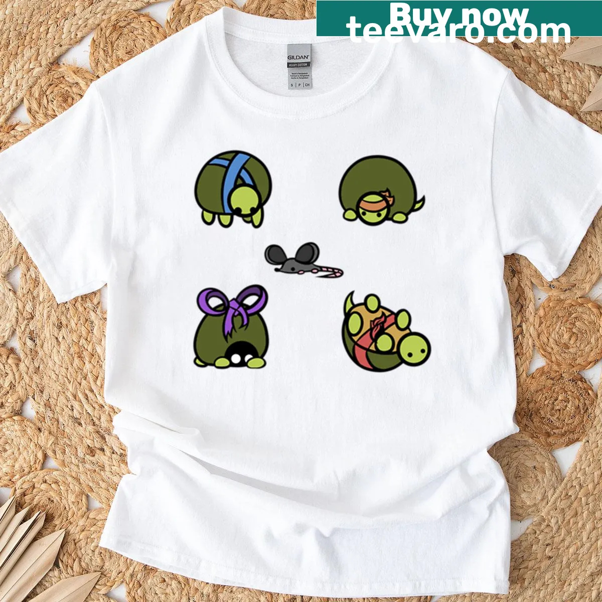 Cute T-shirt featuring a cheerful illustration of turtles for kids. — on a men's t-shirt