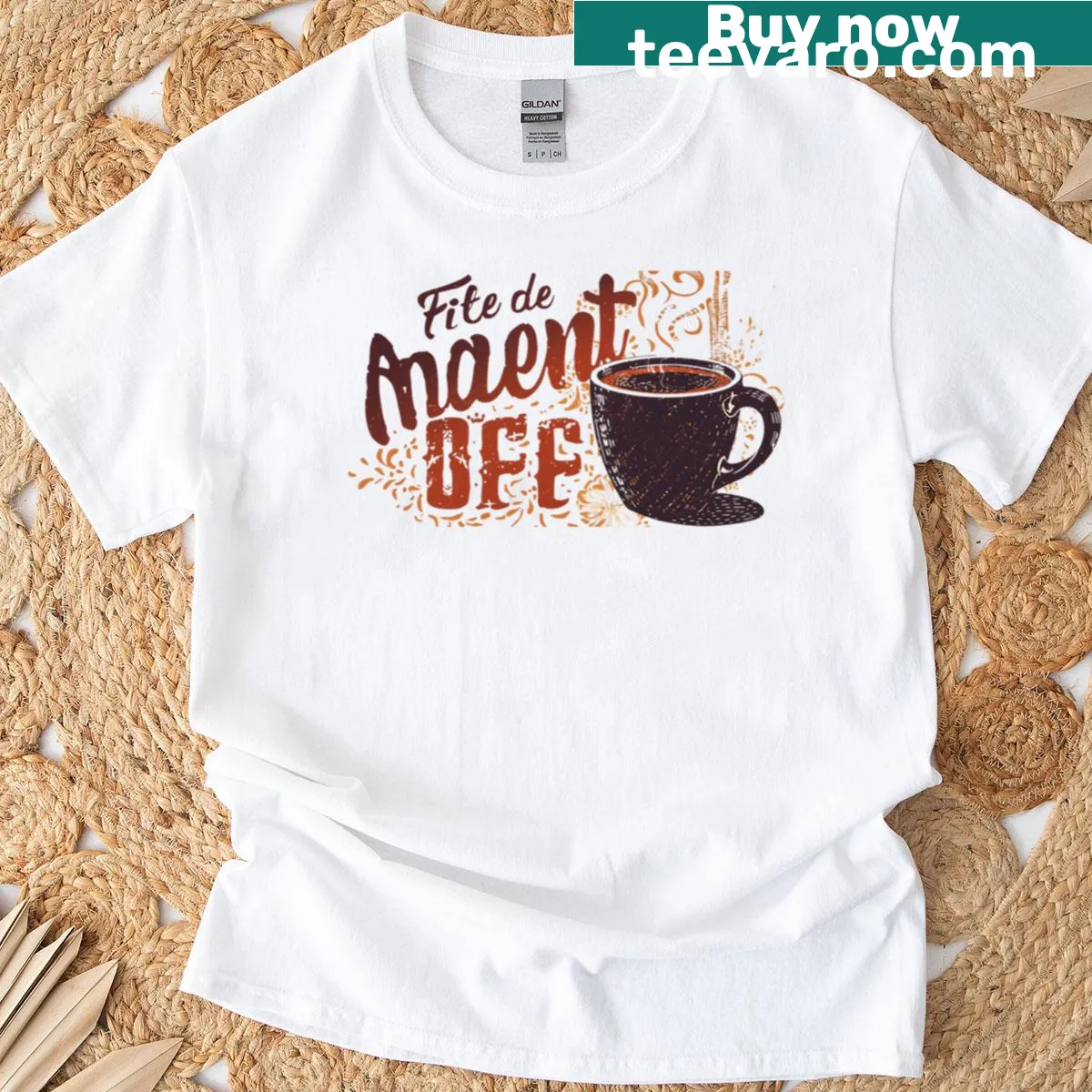 Retro typography t-shirt featuring a vintage coffee mug design — on a men's t-shirt