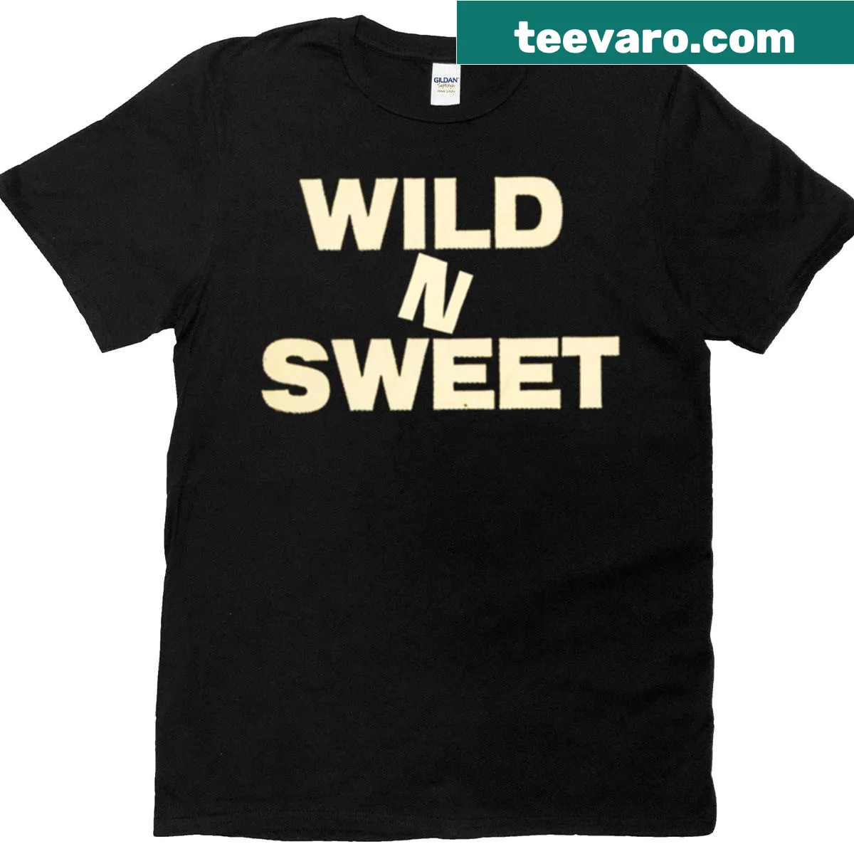 Vintage-style shirt with whimsical 'Wild N Sweet' text design — on a men's t-shirt