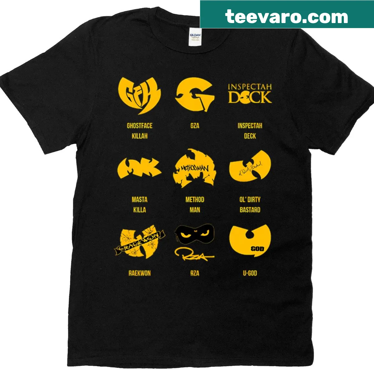 Iconic Wu-Tang Clan logo t-shirt for hip-hop fans — on a men's t-shirt