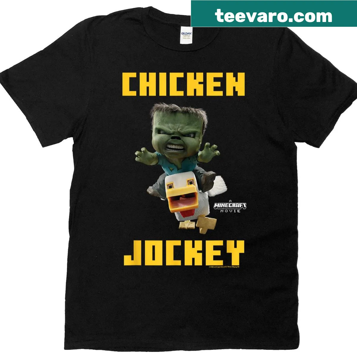Minecraft Chicken Jockey Baby Zombie logo T-shirt design — on a men's t-shirt