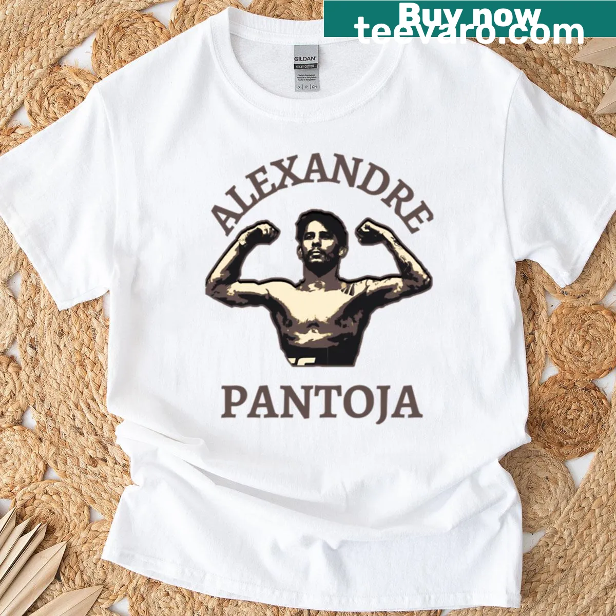 Illustrative T-shirt featuring Alexandre Pantoja for MMA fans — on a men's t-shirt