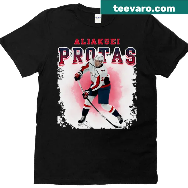 T-shirt featuring bold typography with the name Aliaksei Protas
