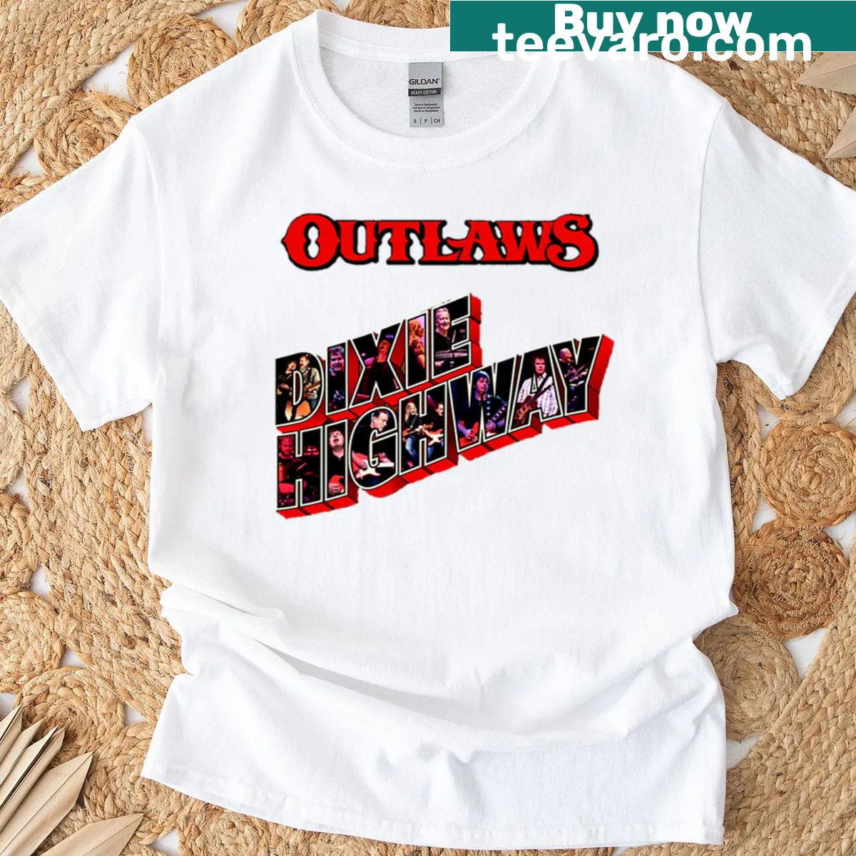 Vintage-style T-shirt featuring American country rock theme — on a men's t-shirt