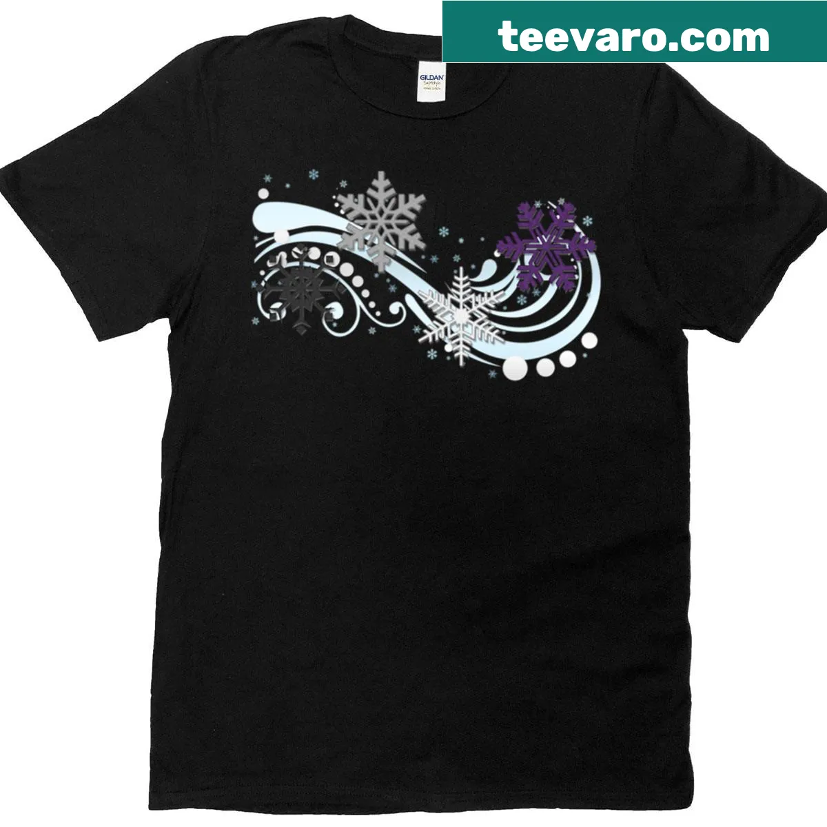 Asexual pride flag design with winter snowflakes — on a men's t-shirt