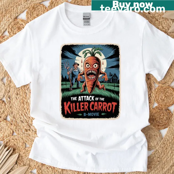 Retro T-shirt featuring a parody of a 1950s horror movie poster