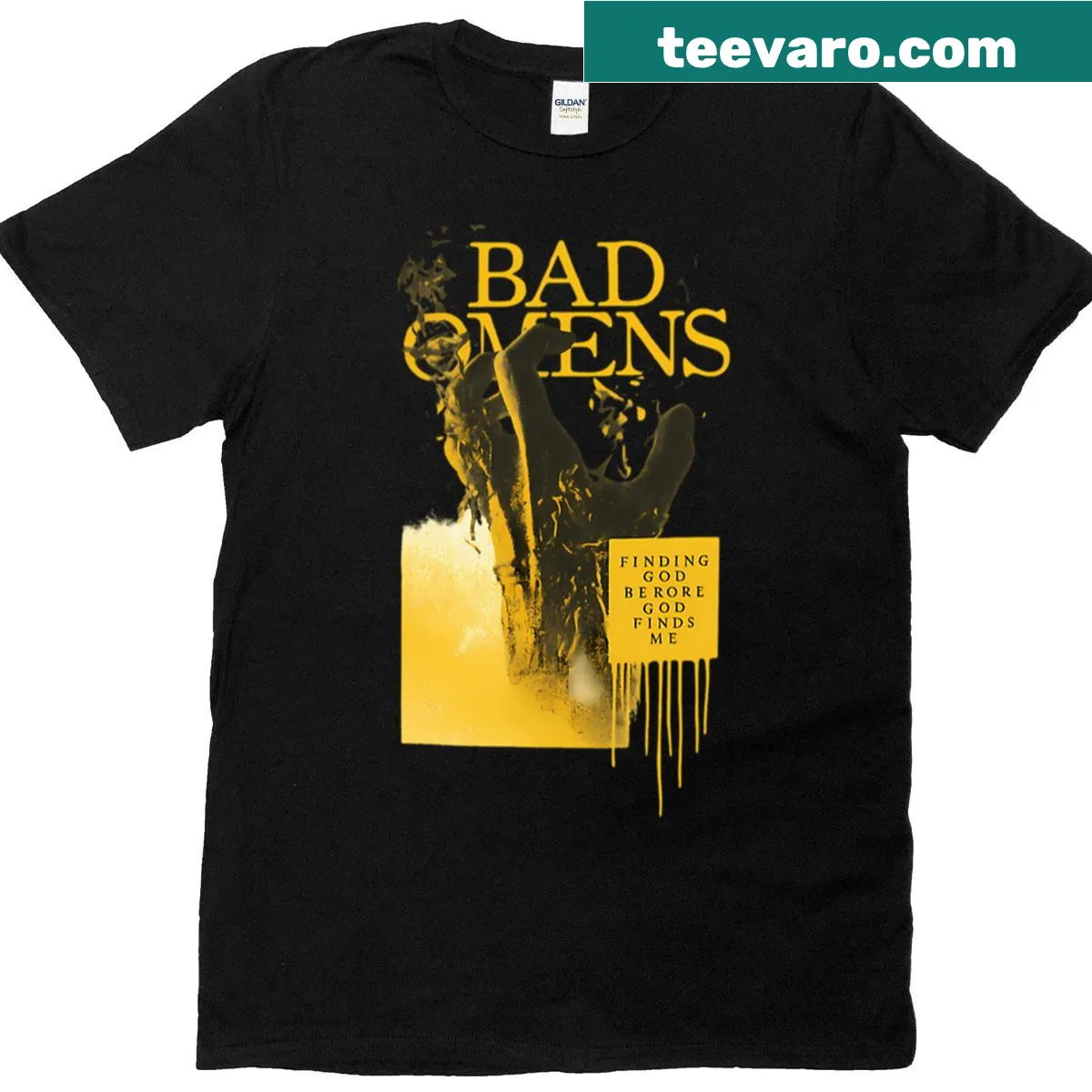 Text shirt featuring 'Holy Water' from Badomens — on a men's t-shirt