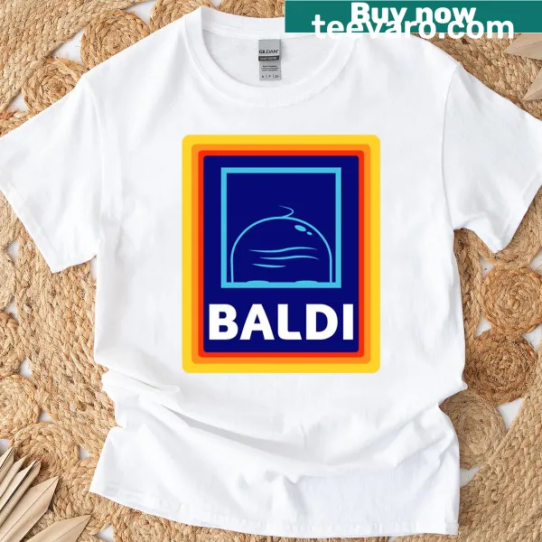 Funny bald head graphic inspired by Aldi logo on a t-shirt