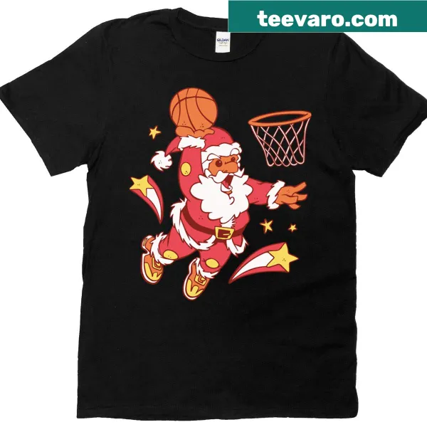 Whimsical Santa in a basket graphic T-shirt