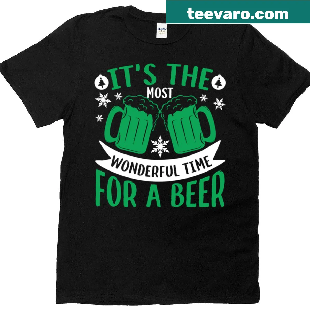 Christmas-themed t-shirt celebrating the joy of beer during holidays. — on a men's t-shirt