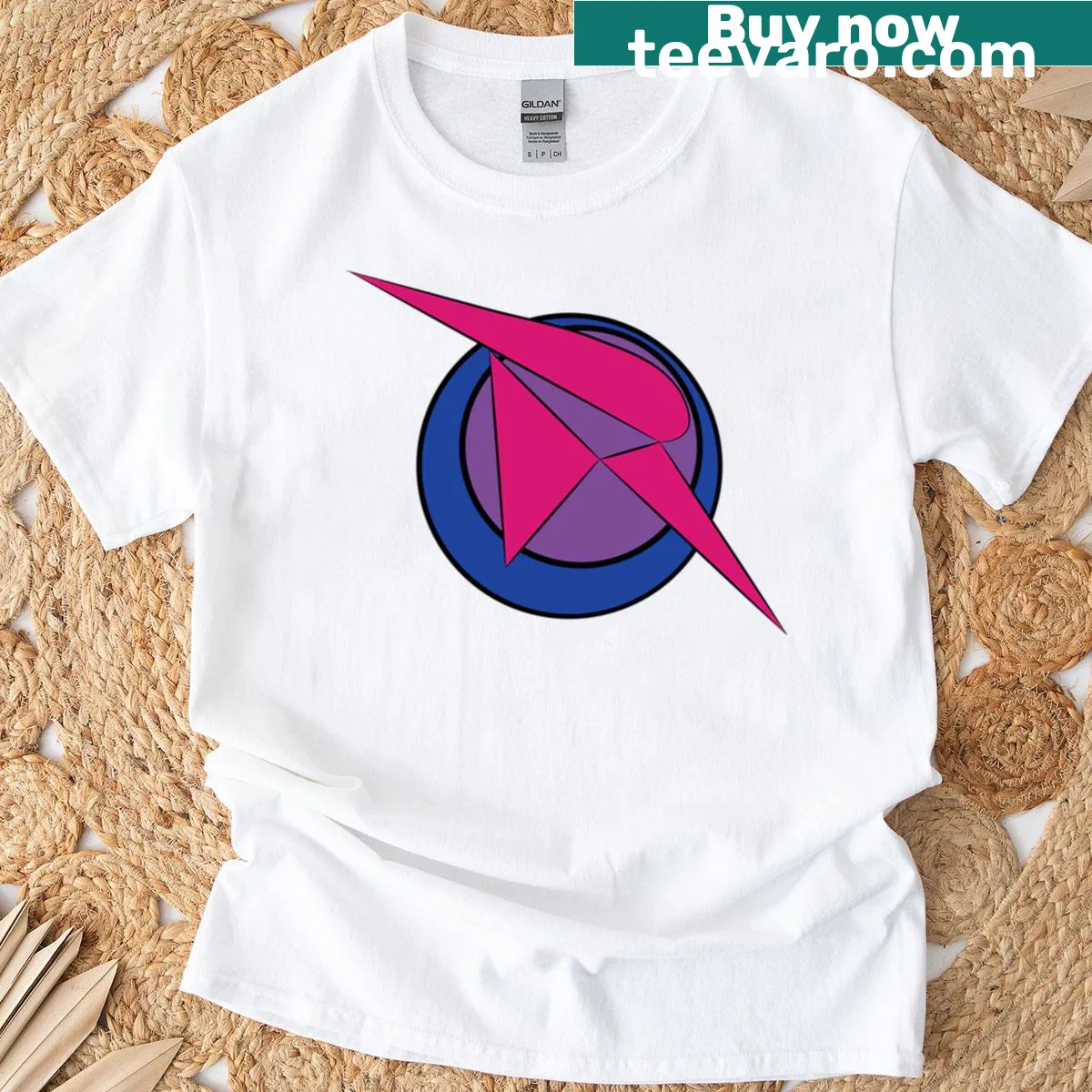 Bi Pride alternate Robin logo t-shirt for representation — on a men's t-shirt