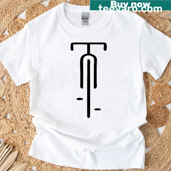 Minimalist retro bike logo graphic on a cycling-themed tee