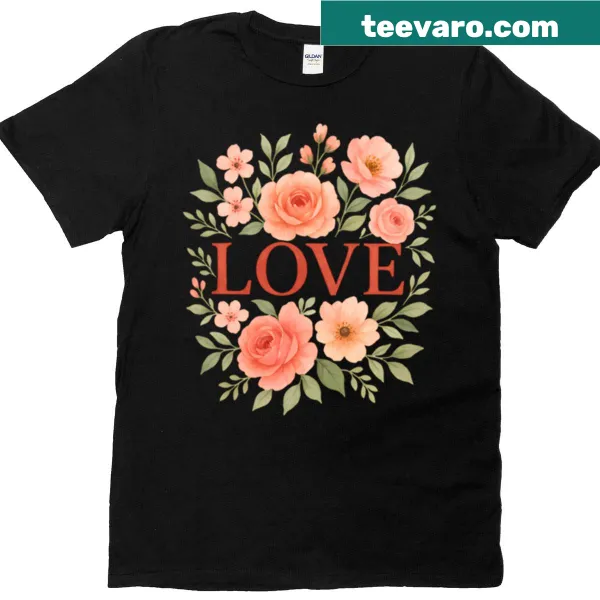 Floral illustration on a Blooming Love T-shirt