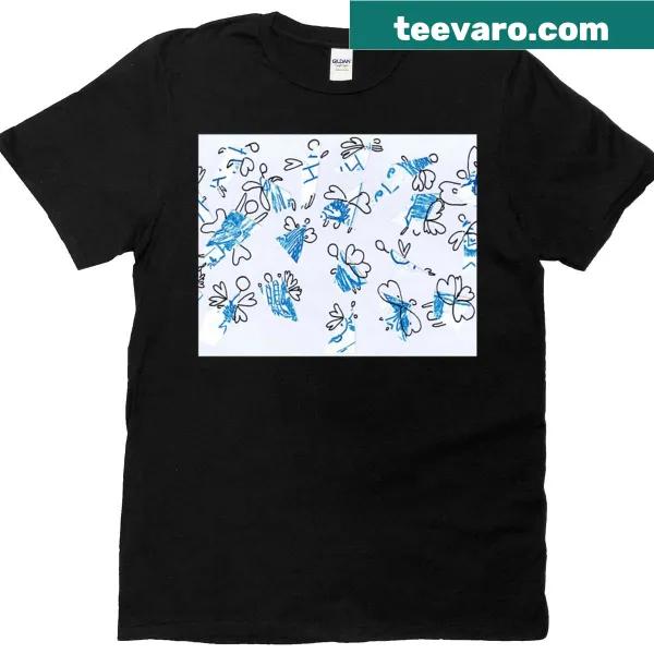 Enchanting t-shirt with blue fairies in flight design