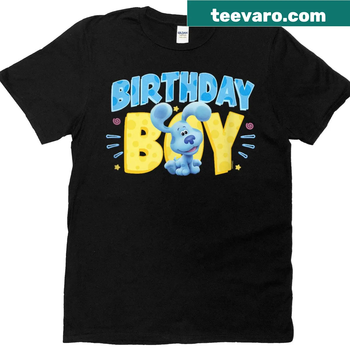 Big chest text logo of Blues Clues You Birthday Boy T-shirt — on a men's t-shirt