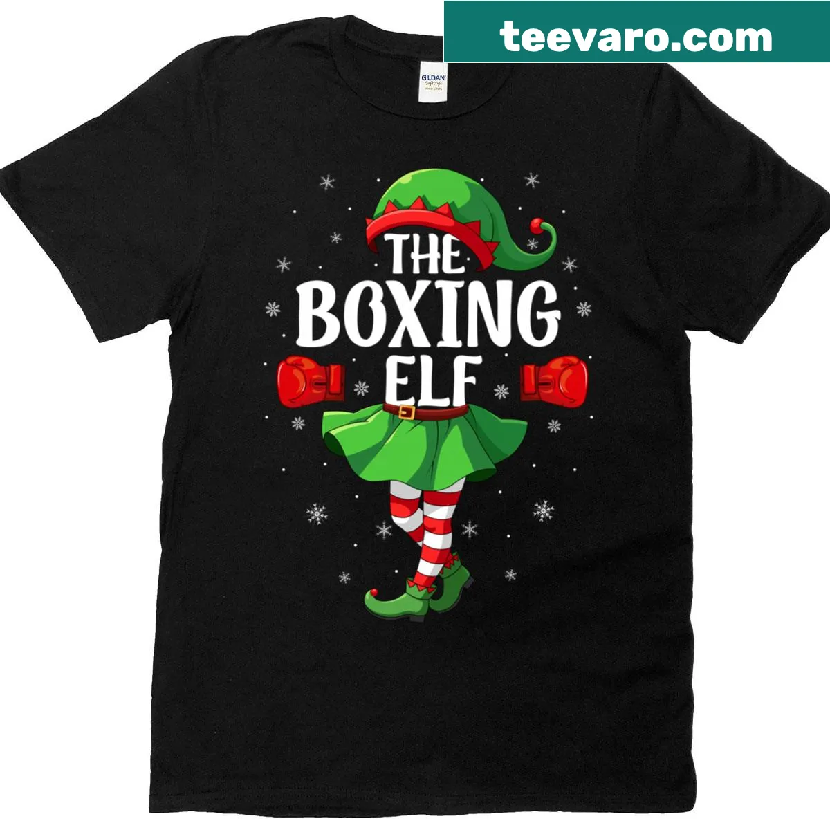 Cartoon design of elves celebrating Christmas on a fun T-shirt. — on a men's t-shirt