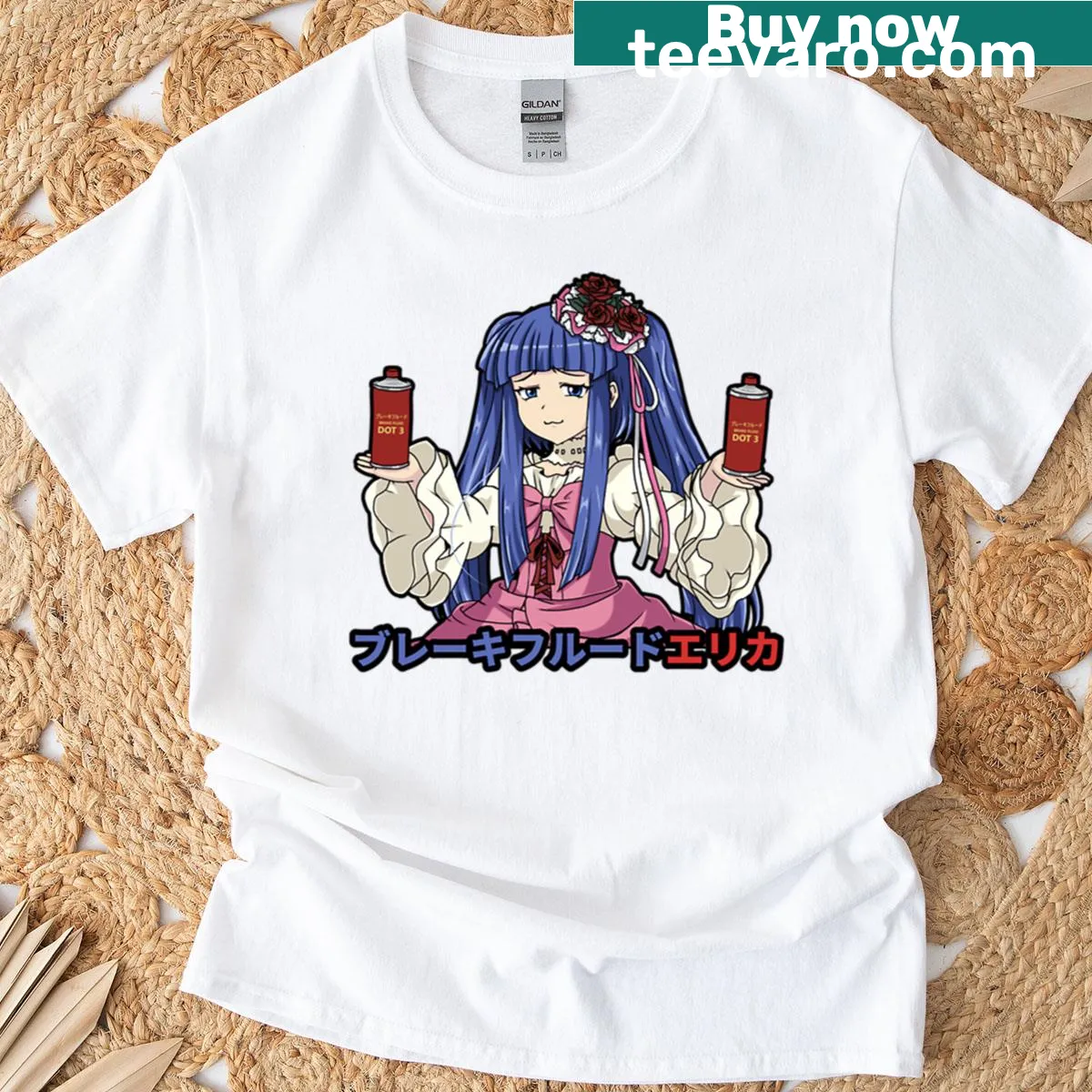 Edgy graphic T-shirt with Brake Fluid reference from Umineko — on a men's t-shirt