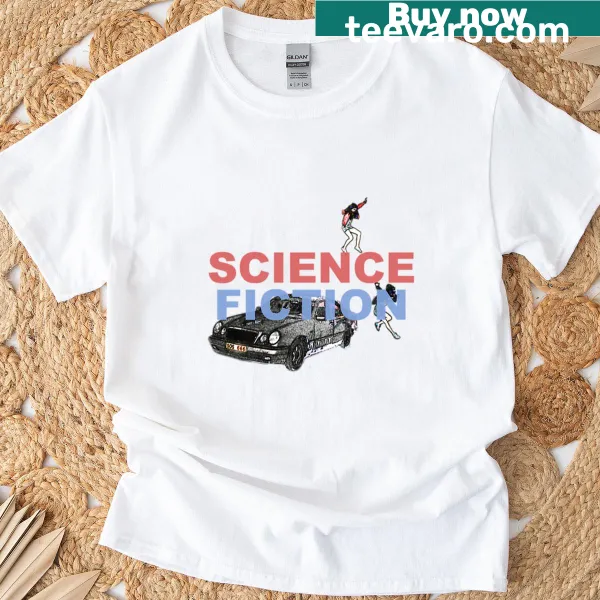 Imaginative science fiction-themed t-shirt featuring bold graphics