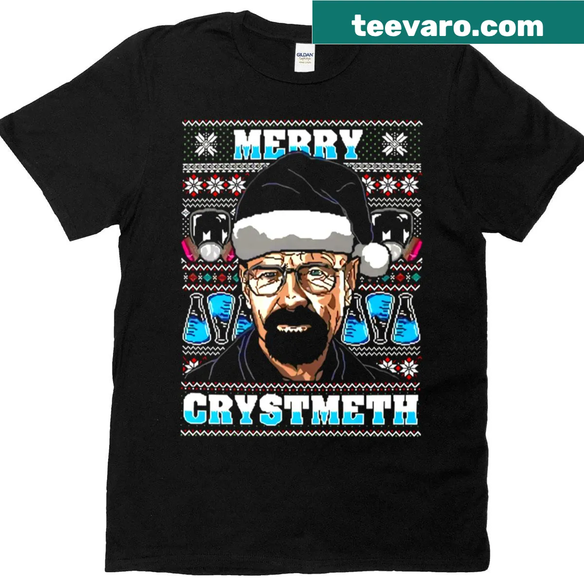 Breaking Bad themed Christmas T-shirt with festive design — on a men's t-shirt