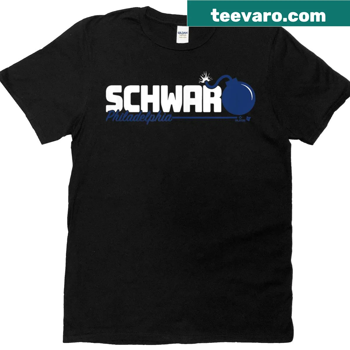 Kyle Schwarber Schwarbomb logo baseball t-shirt — on a men's t-shirt