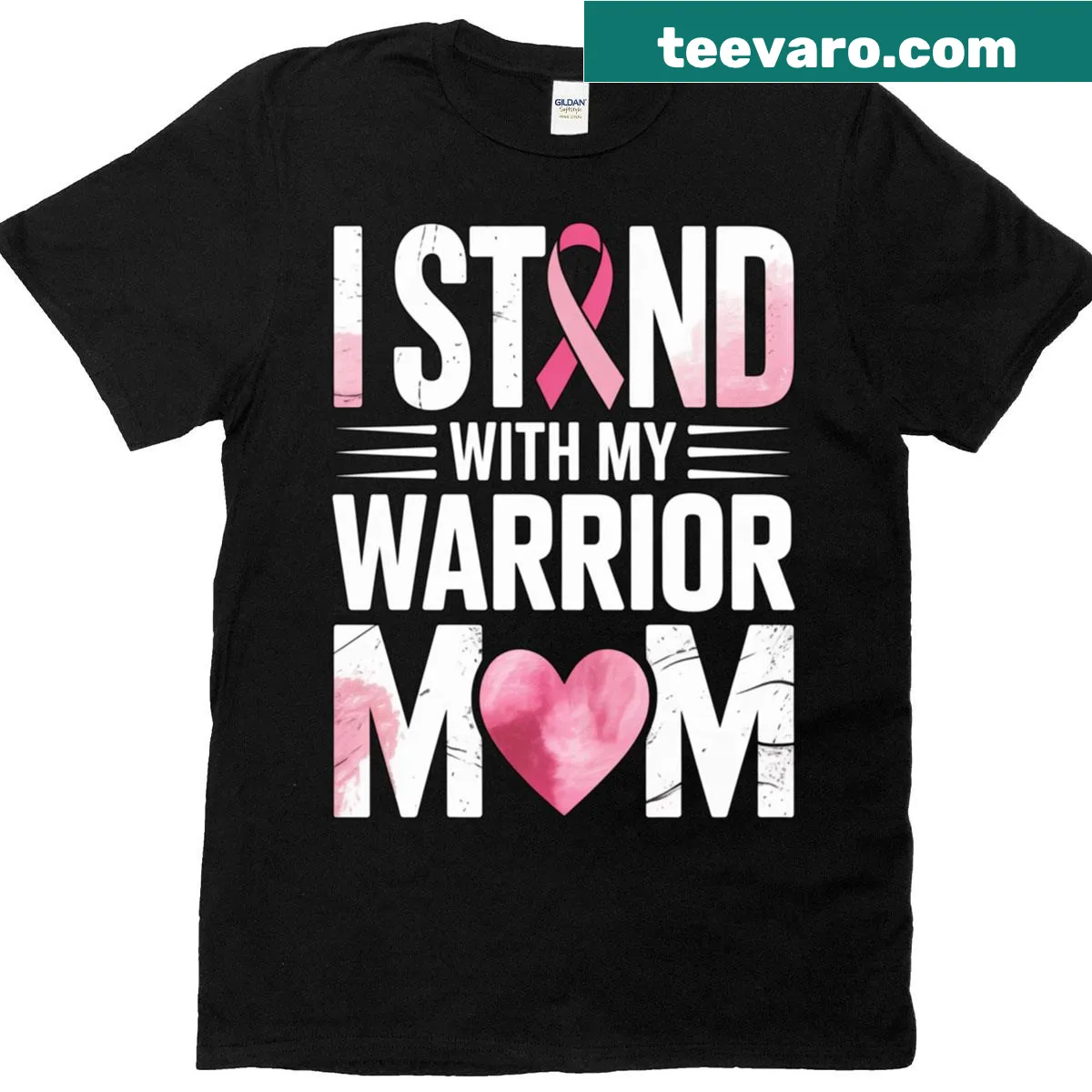 Pink October Breast Cancer Awareness t-shirt with ribbon graphic — on a men's t-shirt