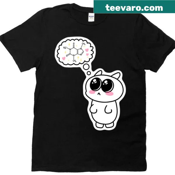 Illustrated shirt featuring a whimsical coffee-themed design