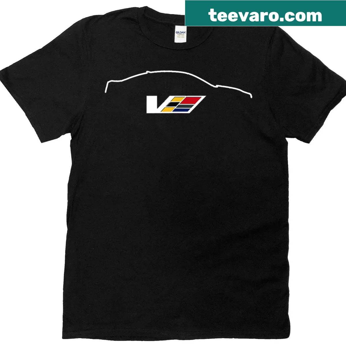 Outline logo of CTS-V on a black T-shirt for car enthusiasts — on a men's t-shirt