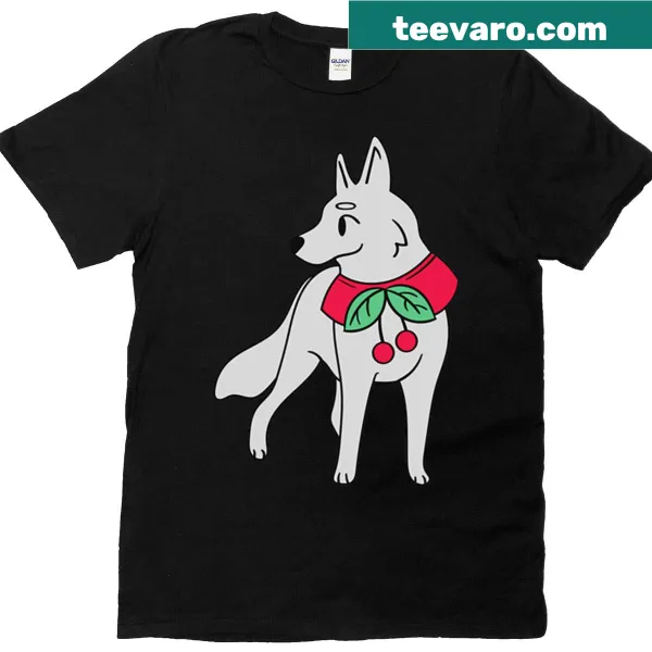 Cartoon-style Christmas t-shirt featuring a dog in a Santa hat
