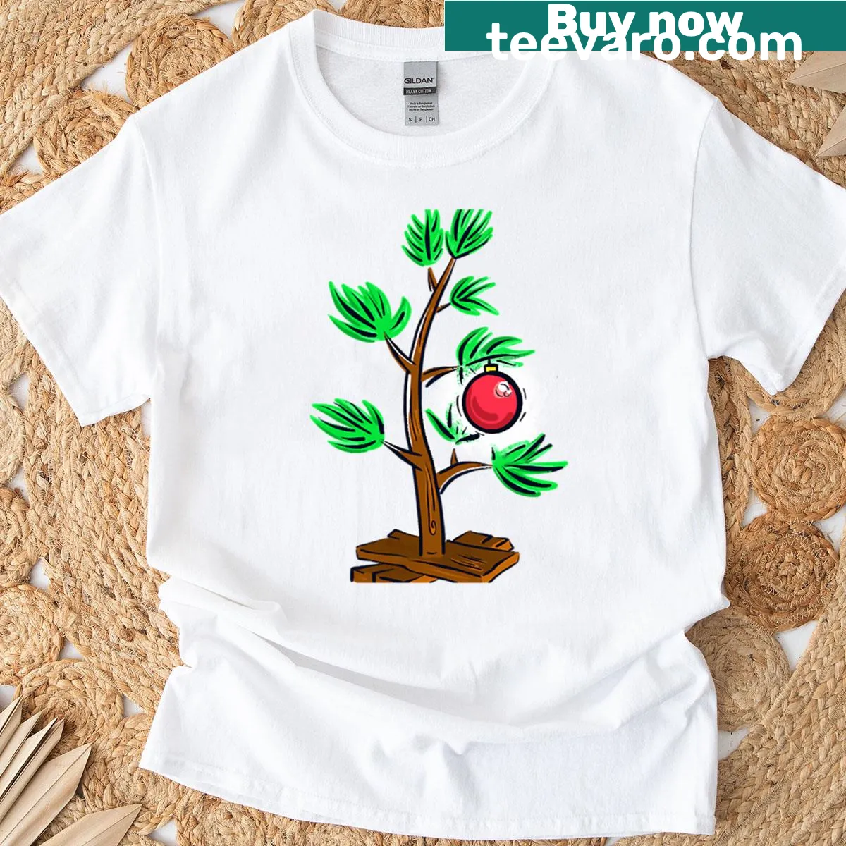 Christmas shirt featuring a cheerful Christmas tree graphic — on a men's t-shirt