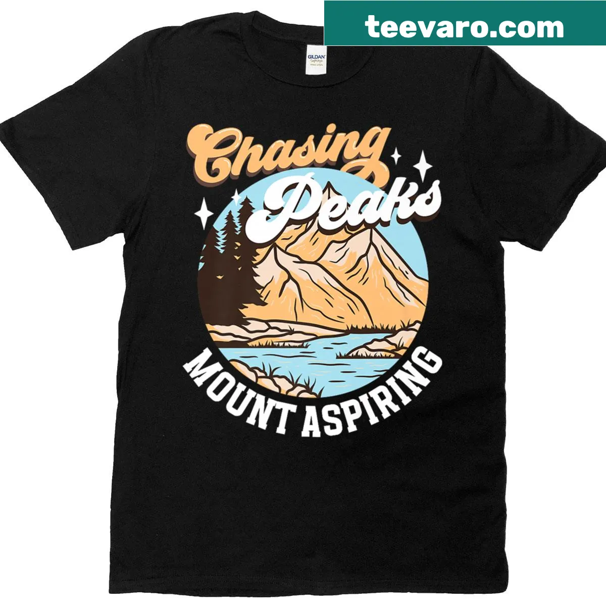 Nature-themed shirt featuring an illustration of Mount Aspiring — on a men's t-shirt