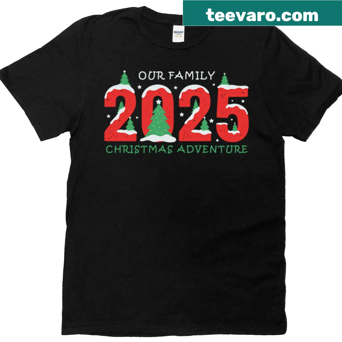 Family holiday shirt featuring Christmas Adventure 2025 design — on a men's t-shirt