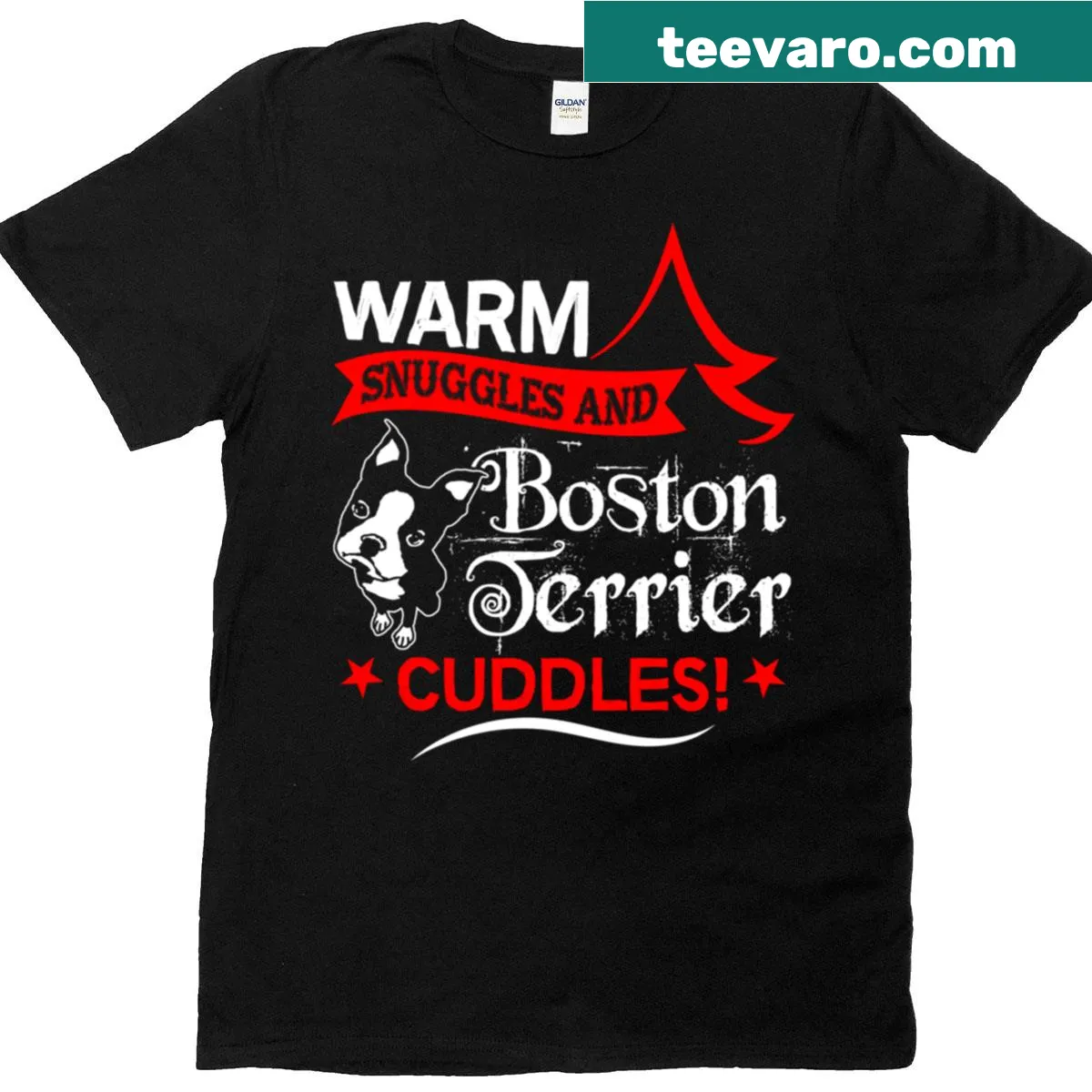 Boston Terrier Christmas T-shirt featuring a festive design — on a men's t-shirt
